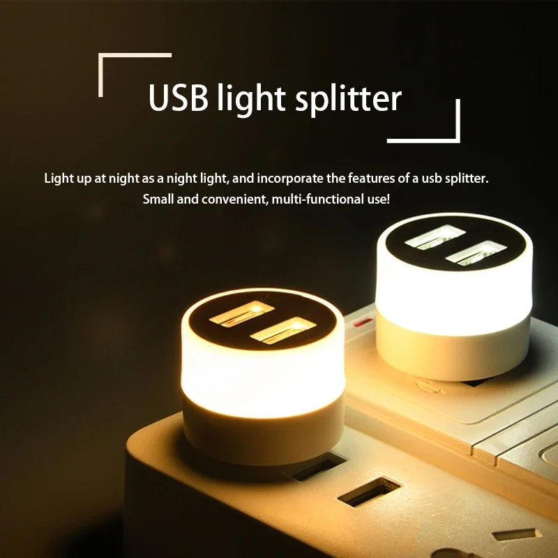 LED USB Plug Night Light Portable Disk Lamp 5V Reading Lamps Mini Book Lights Power Bank Powered Outdoor Camping Bulb Lighting