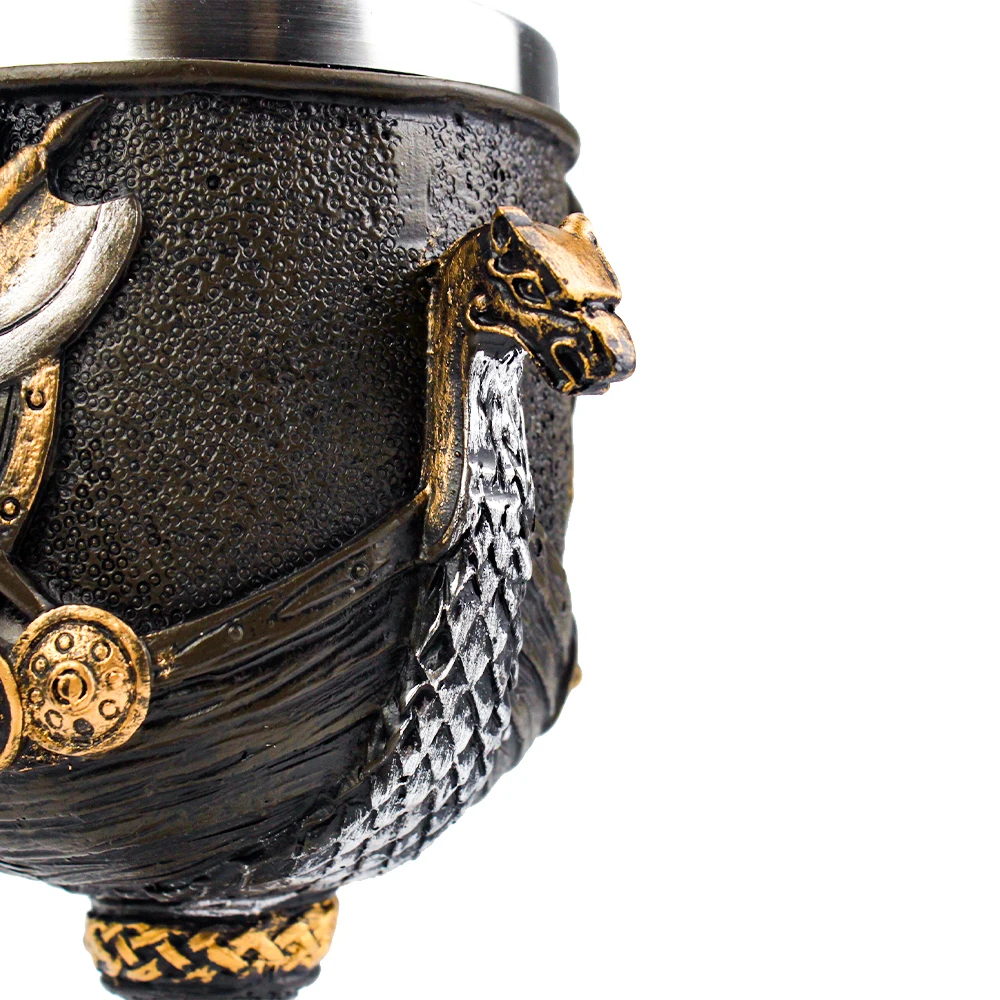 دراكار فايكنغ المحارب التنين سفينة الكأس القدح 200 مللي الفولاذ المقاوم للصدأ و الراتنج الشمال الله أودين كأس النبيذ هدية عيد #3