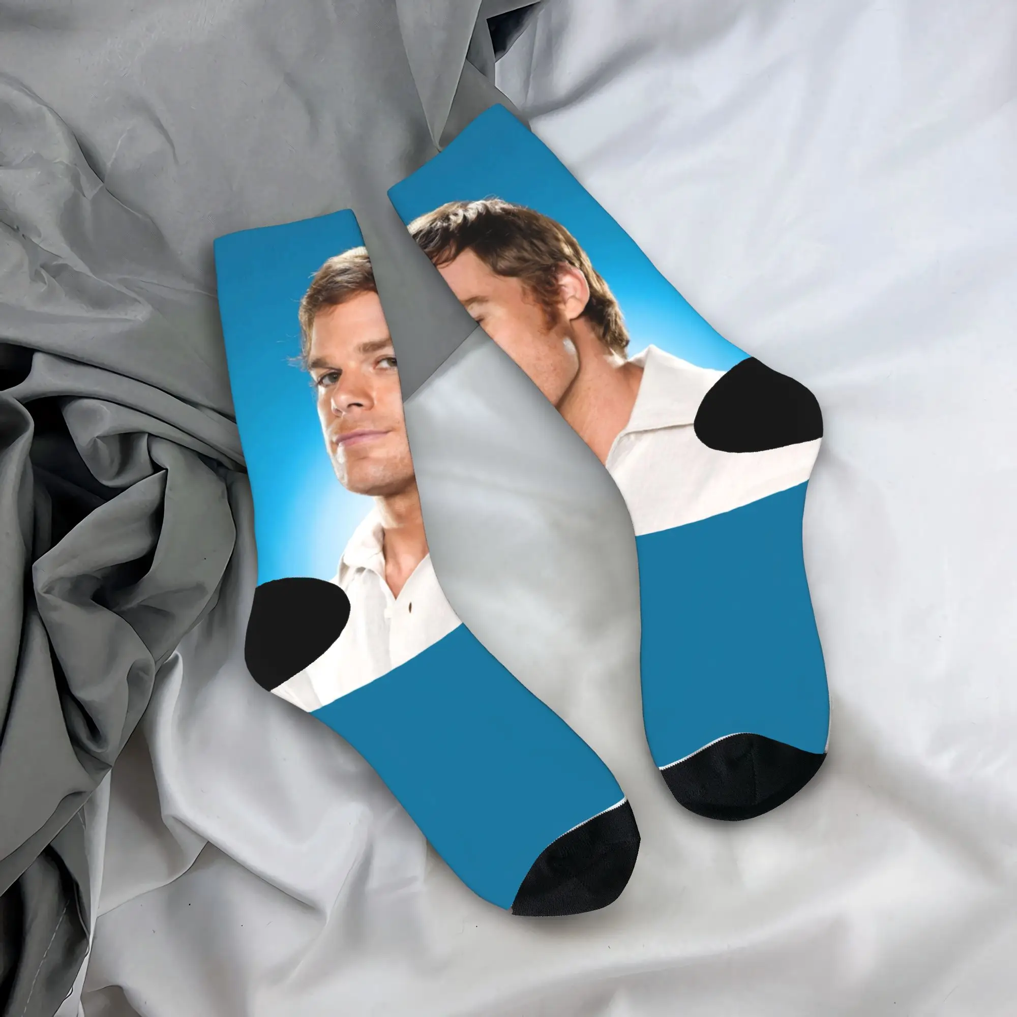 

Чулки Dexter Morgan, готические носки, мужские качественные носки, осенние носки для бега с графическим рисунком, защита от пота, подарок на день рождения