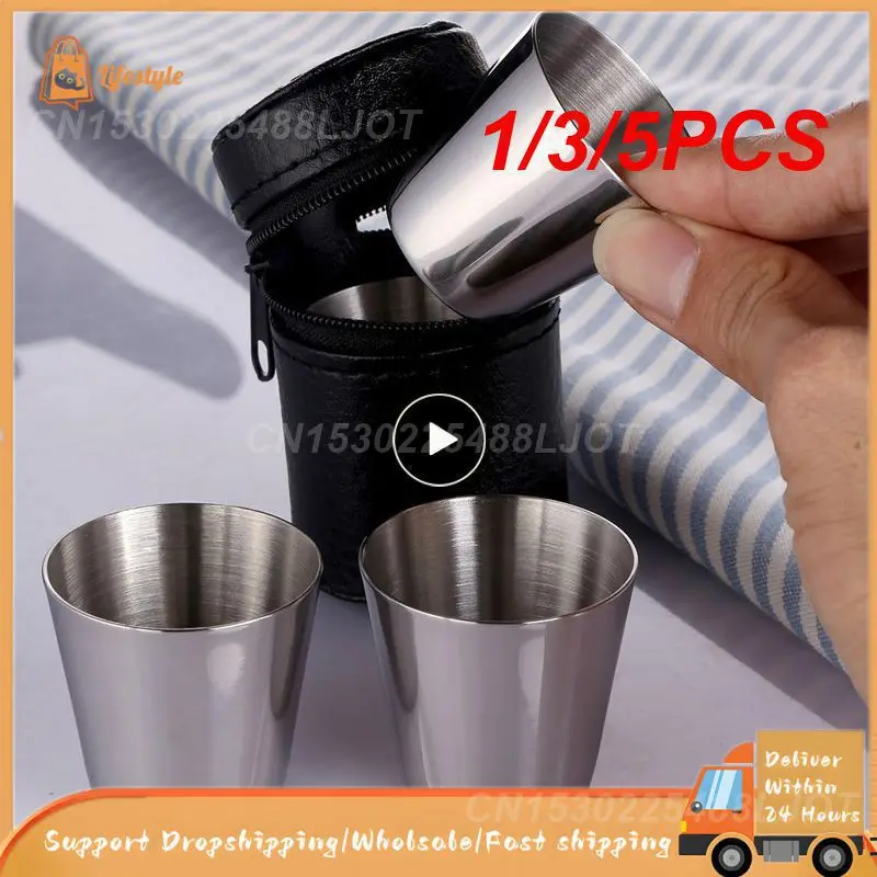 1/3/5PCS Tainless Steel Shot Glass With Storage Bag 30ml/70ml/170ml Mini Drinking Wine Glasses Portable Drinking Tumbler For Bar