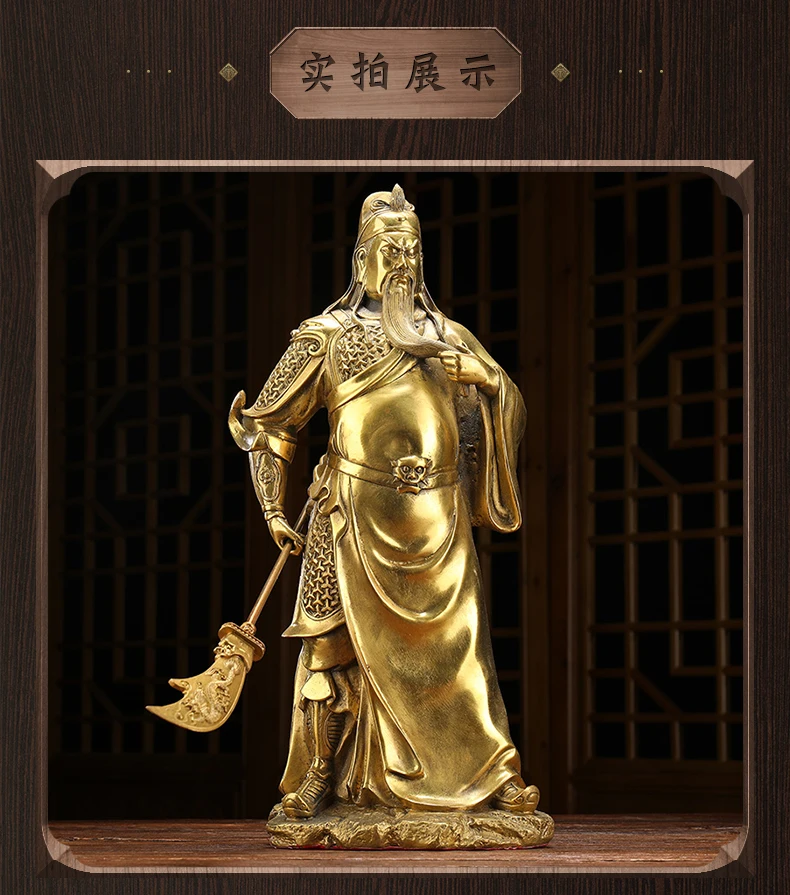 LARGE Company home Porch lobby thriving business Money Good luck God of wealth GUAN GONG brass Sculpture office Ornament