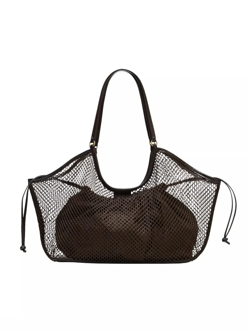 

Дизайнерская женская сумка-тоут из плетеной сетки большой вместимости, повседневная сумка через плечо для поездок на работу и отдыха в непринужденном стиле