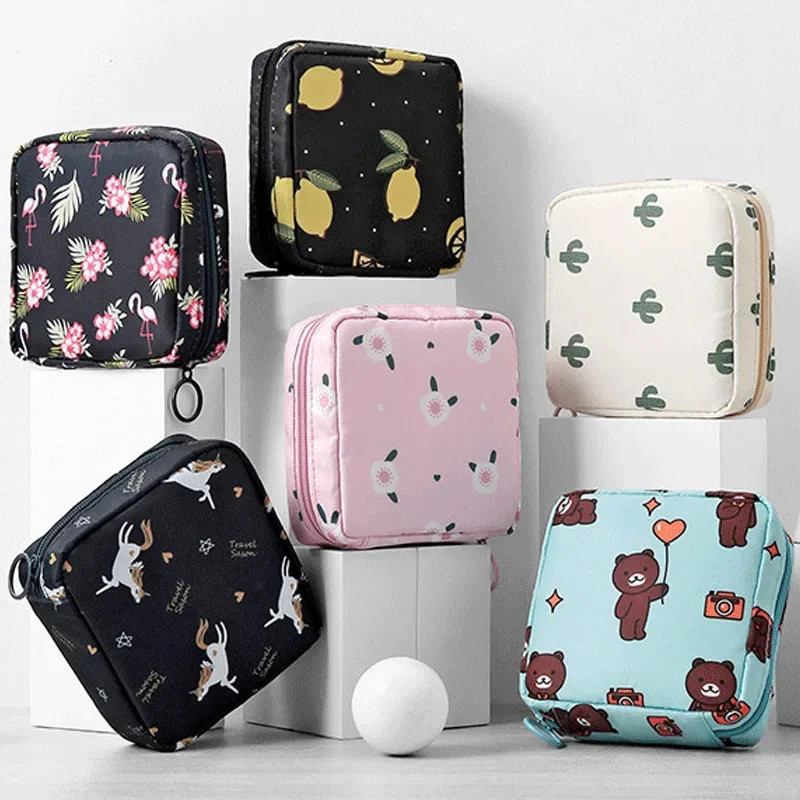 Women Portable Sanitary Pads Storage Bag Tampon Pouch Napkin Cosmetic Bags Organizer Ladies Makeup Bag Girls Hygiene Pad Bag