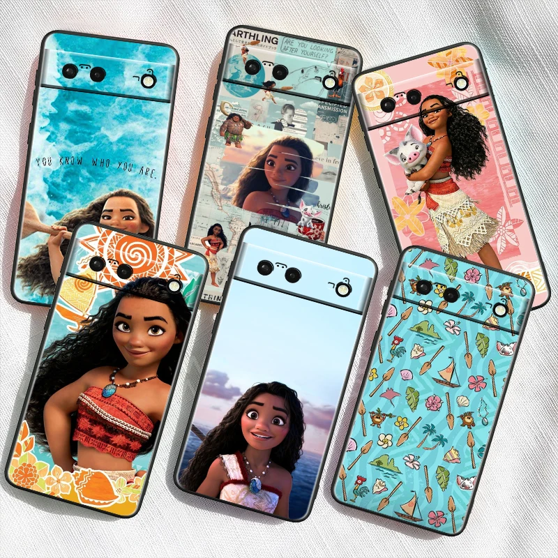 Film Moana Girl Ocean For Google Pixel 9 8 7A 7 6A 6 5A 5 4 4A XL 5G Black Silicon Shockproof Shell Cover Phone Case