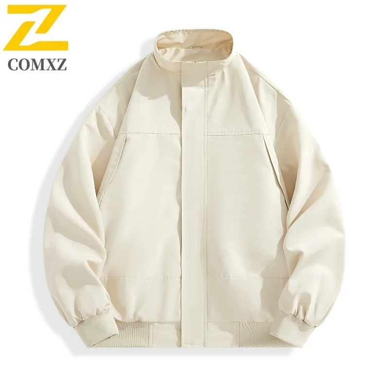 

COMXZ Men Jacket Normcore Windproof Streetwear Jogging Travel Outdoor Camping Jacket Autumn Trendy Classic Jacket with No Hood