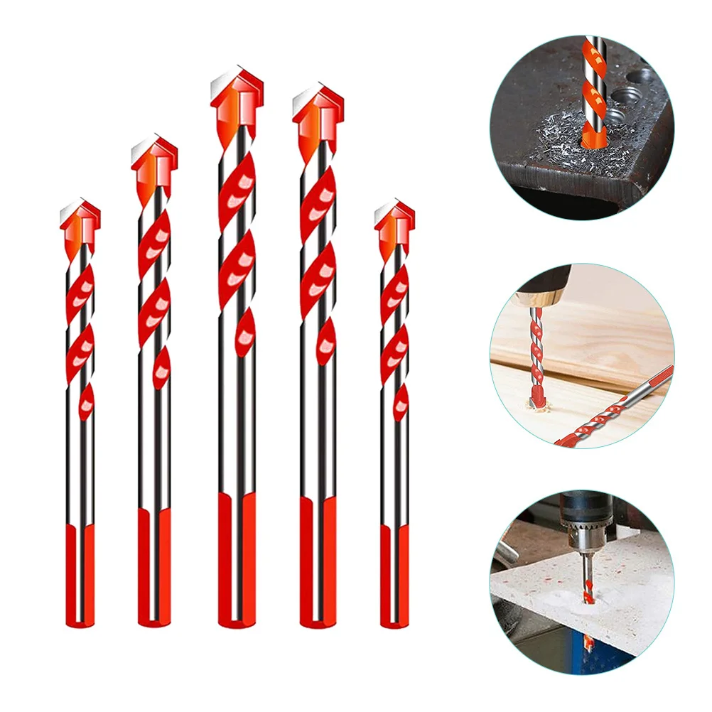 5Pcs Multifunction Alloy Drill Bits Kit Triangle Tile Glass Concrete Ceramic Porcelain Masonry Steel Wood Drilling Tools