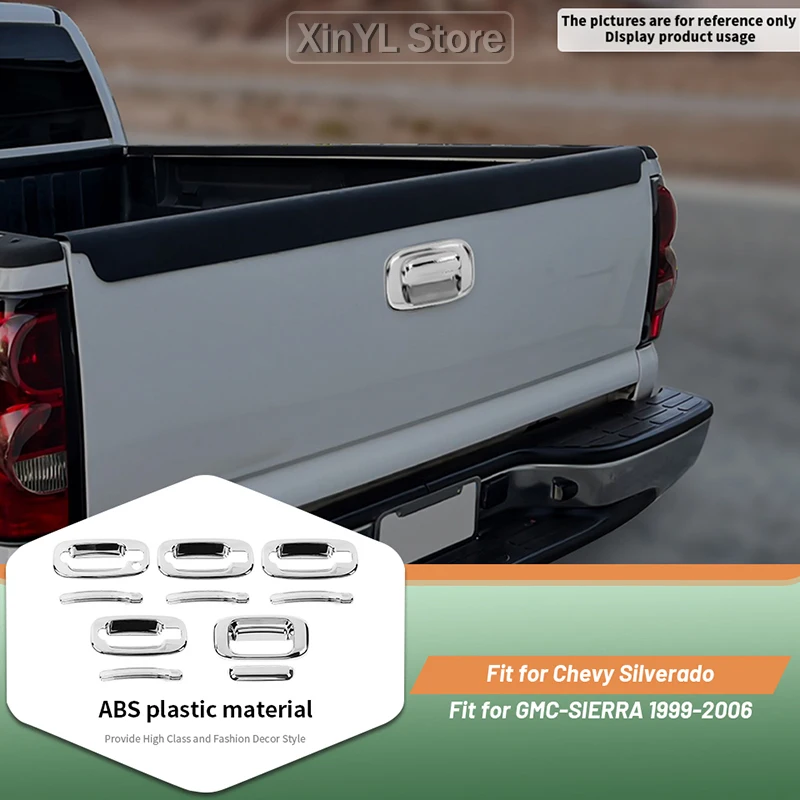 Car Door Tailgate Handle Trim Cover for Chevy Silverado for GMC Sierra for Tahoe 1999-2006 Chrome Car Exterior Accessories