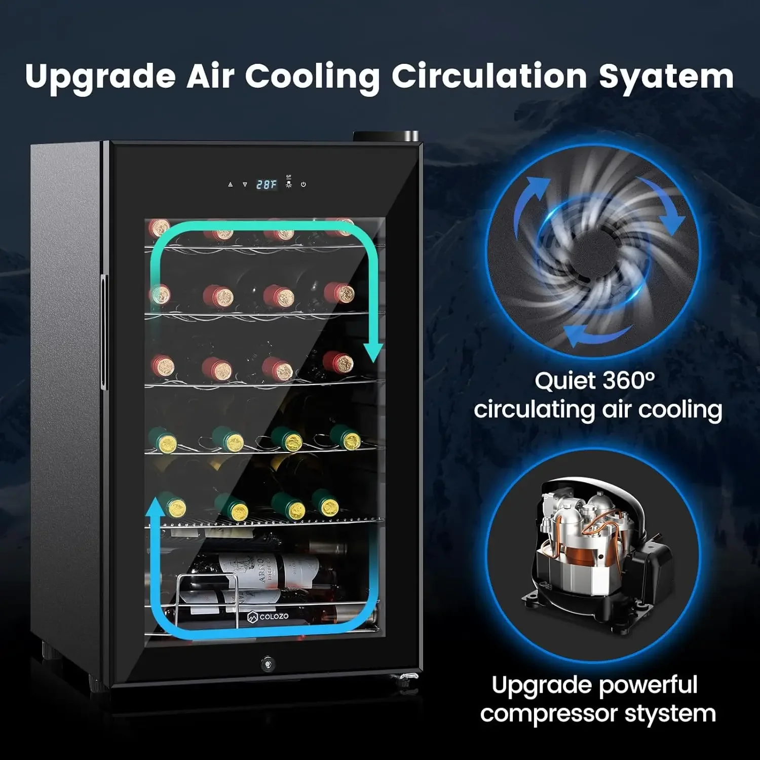 ตู้เย็นคูลเลอร์อิสระใต้เคาน์เตอร์บาร์ขนาดกะทัดรัดตู้เย็นเครื่องดื่ม 24 ขวดเคาน์เตอร์กระจกนิรภัยสองชั้น Doo