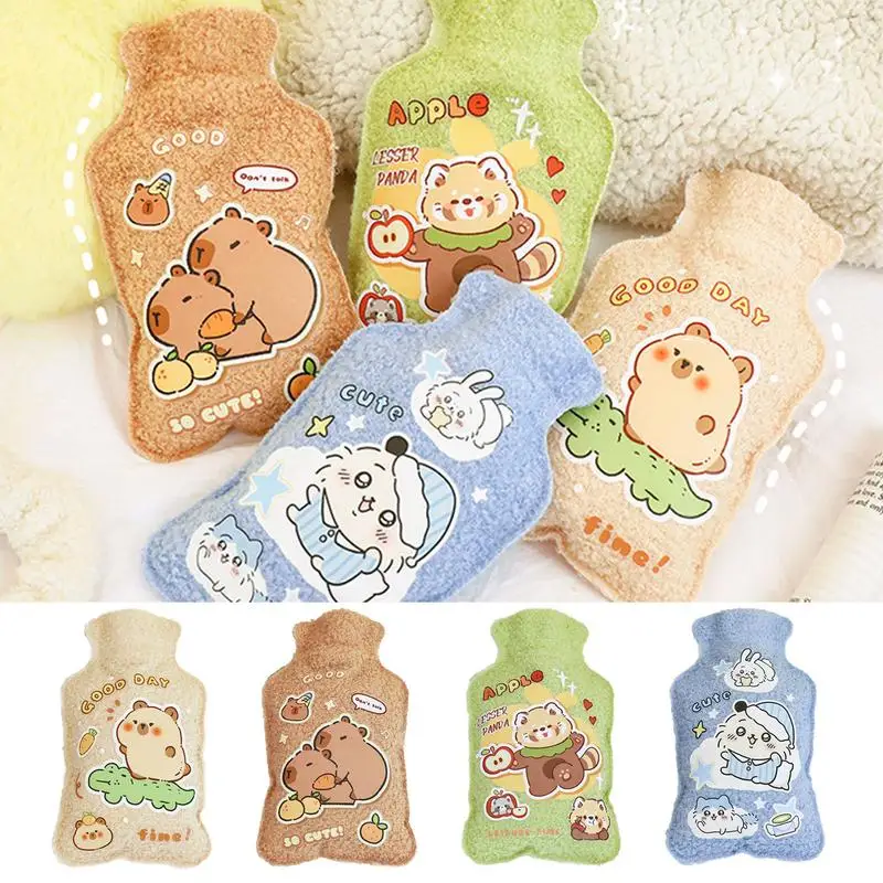 Small Hot Water Bottle Cute Cartoon Water Bag Reusable Water-Filled Hand Feet Warmer Winter Gear For Cold Weather