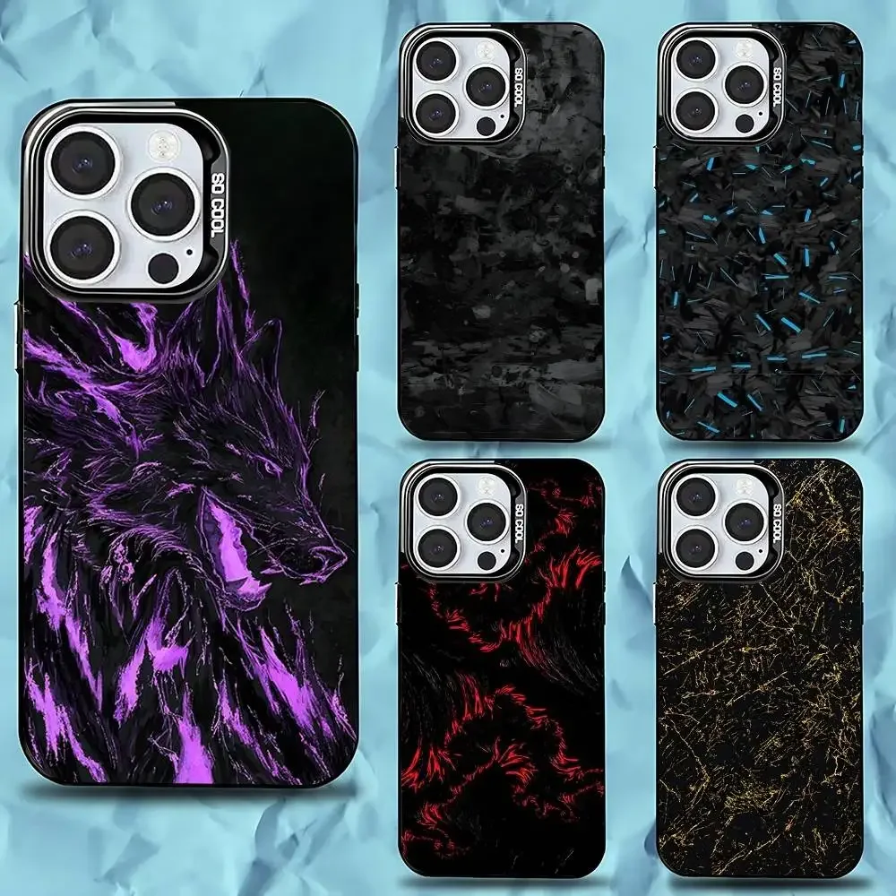 

Carbon Fiber Pattern Painting Phone Case For iPhone 16,15,14,13,12,11,Pro,Max,Plus,Mini,XS,SE Anti Fall Black Matte Hard Bumper
