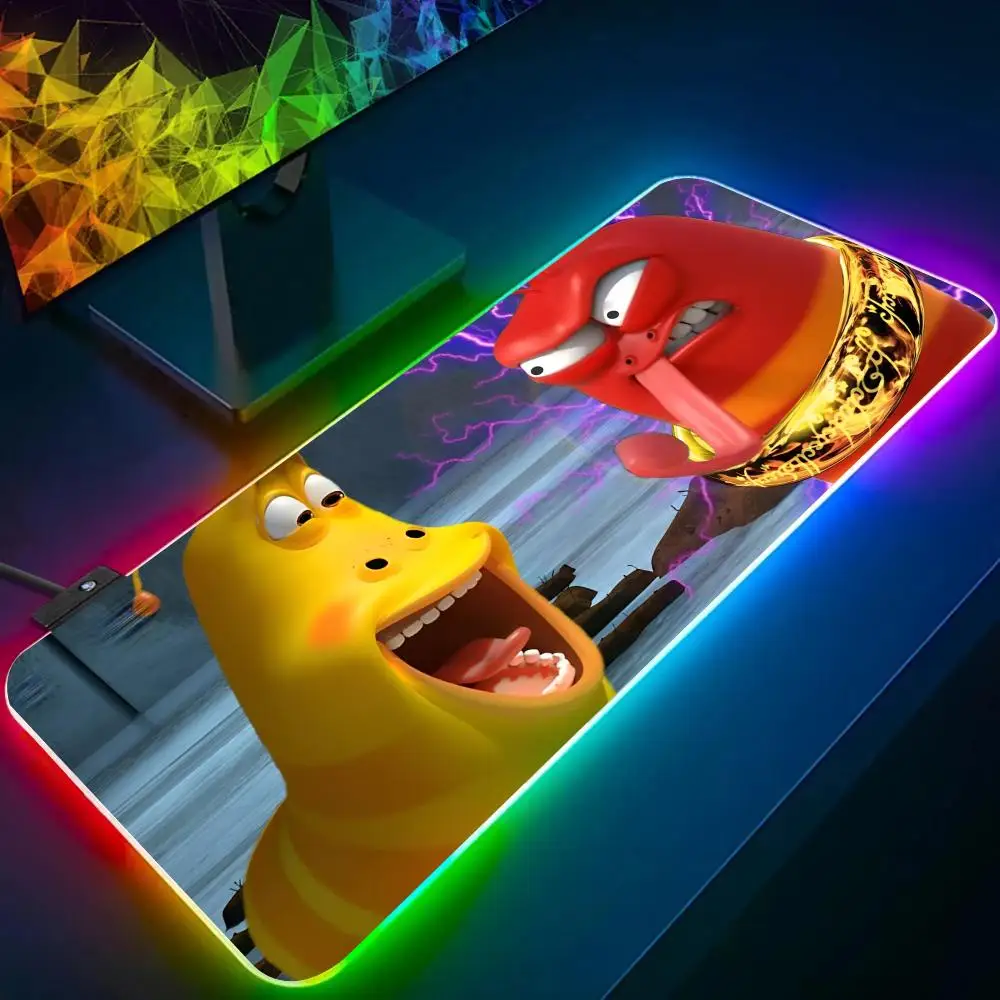 Anime L-Larva Mouse Pad RGB Glow Personality Picture Custom PC Table Mat Carpet Mat Game Player Dedicated LED