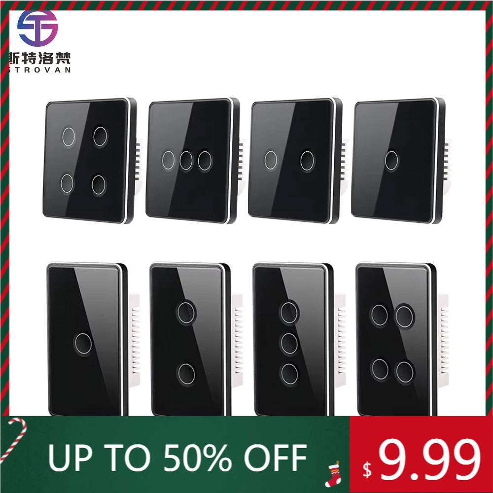 STLF تويا 1/2/3/4 عصابة تويا مفتاح ذكي الولايات المتحدة الاتحاد الأوروبي القياسية اليكسا التحكم الصوتي اللمس الزجاج الجدار اللاسلكية واي فاي مفتاح الإضاءة الذكية #1