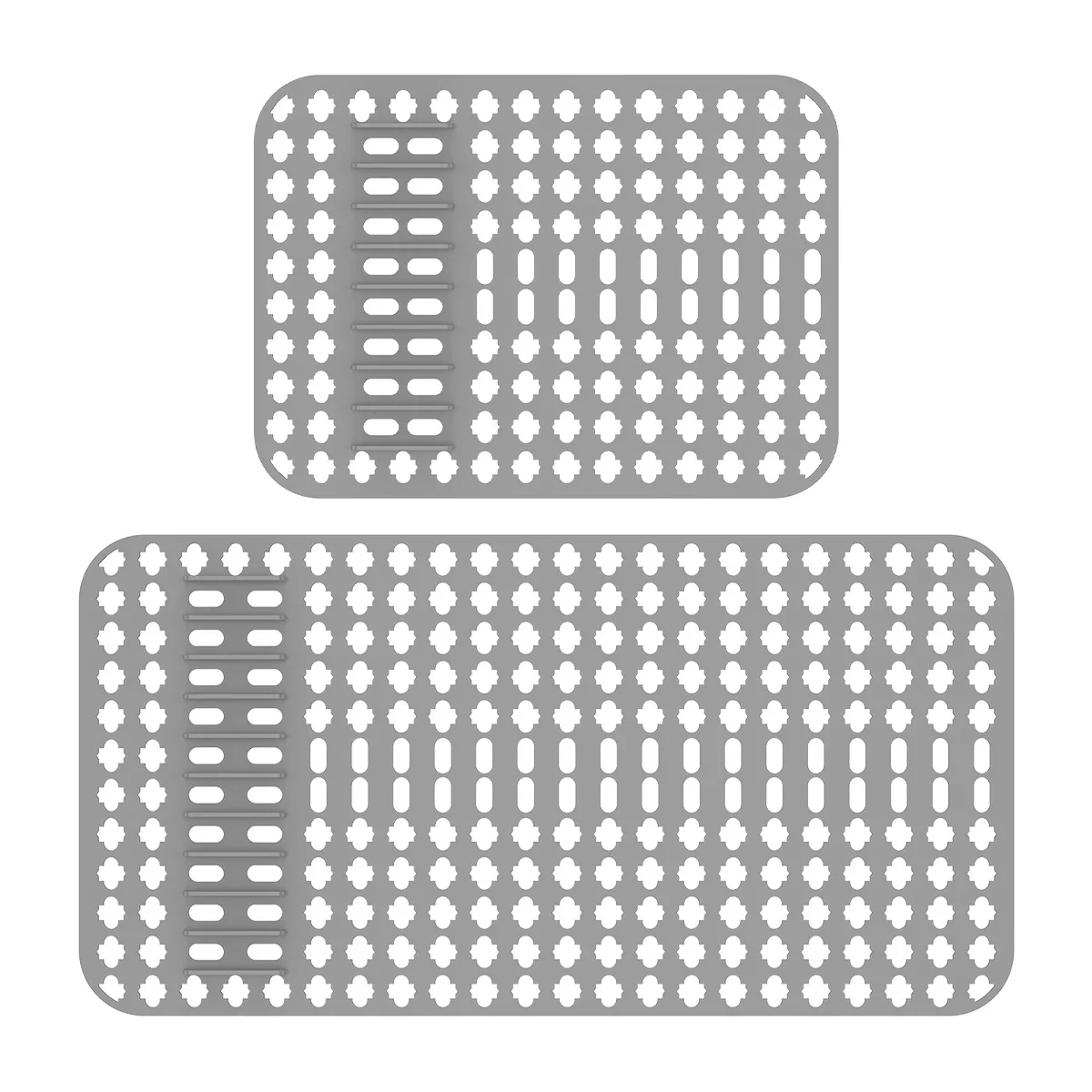 Silicone Sink Protector Non-slip Grey Sink Mat for Bottom Heat-Resistant Grid Tableware Dish Drying Pad Kitchen Draining Tool
