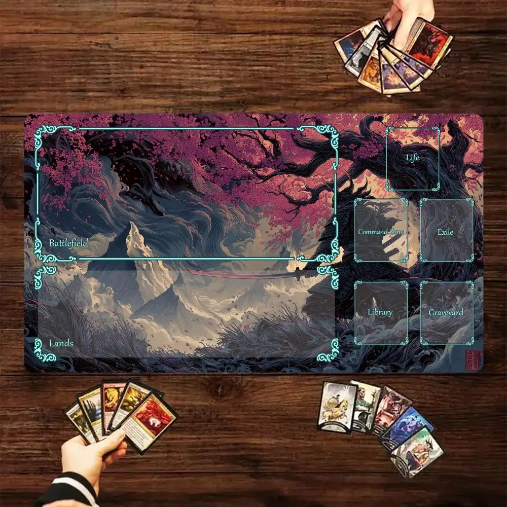 

Восточный самурай, эстетическая иллюстрация, игровой коврик MTG, волшебная карта, боевой коврик 35X60 см, игровые коврики для сбора, Tapete Magic mtg, коврик для карт