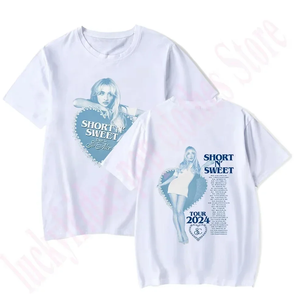 

Sabrina Carpenter Short N' Sweet Tour Хлопковая футболка Merch Женская и мужская одежда Тенденция Повседневный топ унисекс с короткими рукавами и принтом