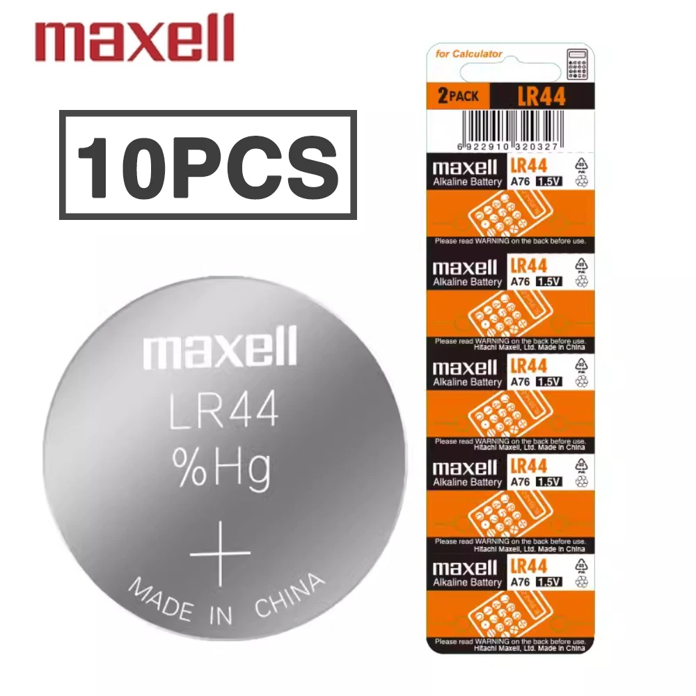 

10PCS Original-Maxell AG13 LR44 A76 357 357A LR1154 SR1154 SR44 1.55V Alkaline Battery for Watch Calculator Car Key Remote Clock