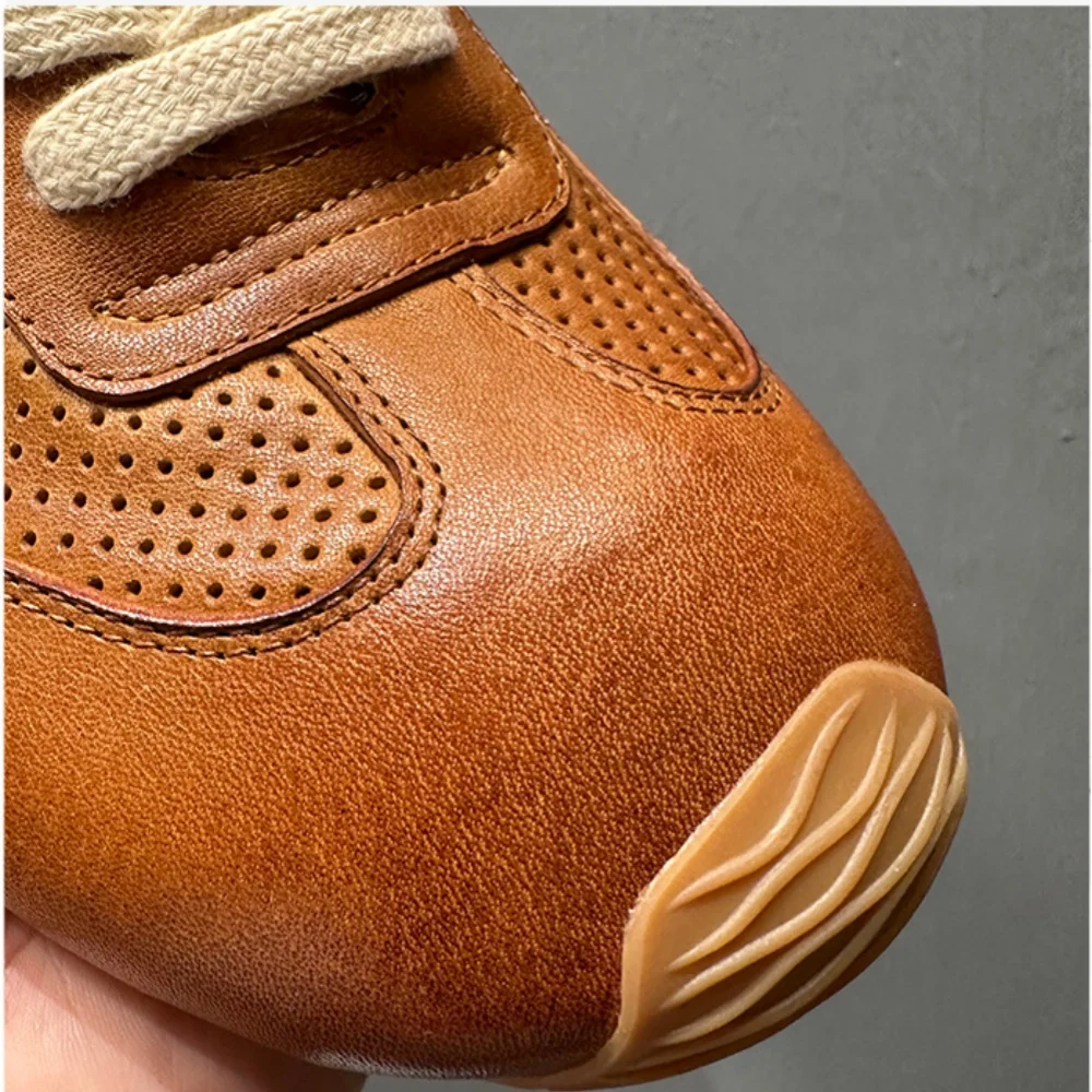 QHCCID Handmade Horsehide Sneakers, Men's Casual Shoes Breathable Sport Running Shoes for Men