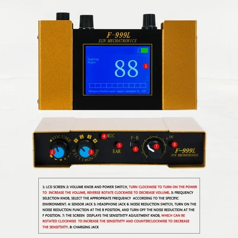 Leakage detector house water pipe leakage F-999L floor heating leak detector indoor water leakage detection instrument