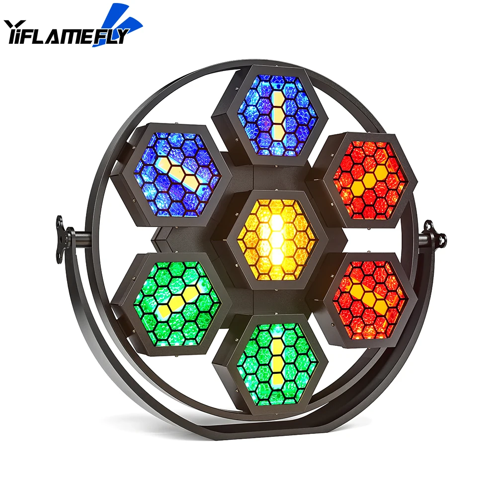 Yiflamefly 7x30W Retro Light RGBW COB LEDs Lighting High Brightness Uplight DMX512 Sound Activated for Church Concert Wedding