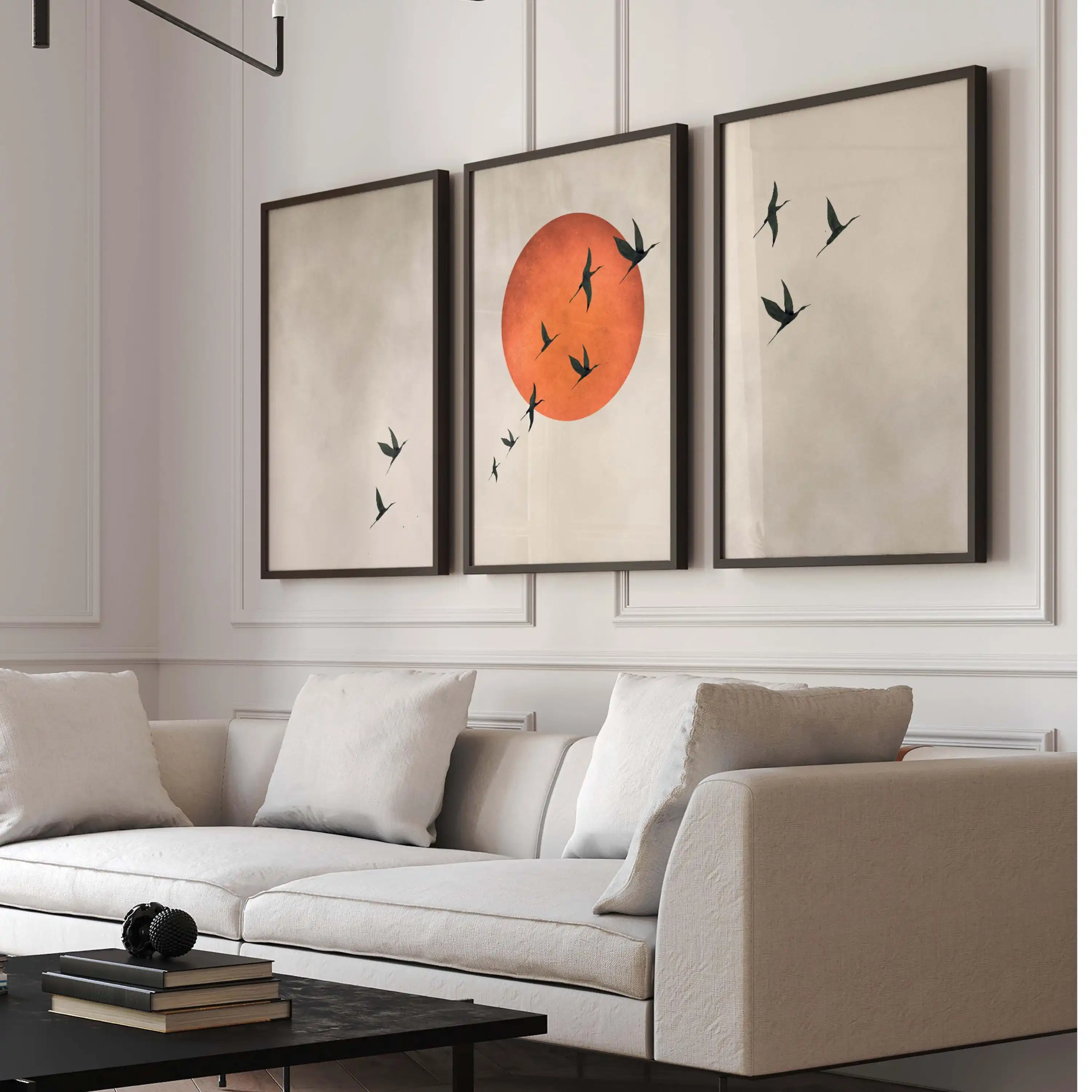 Home Office Japandi - 3pcs/Set Retro Japanese Moon Flying Birds
