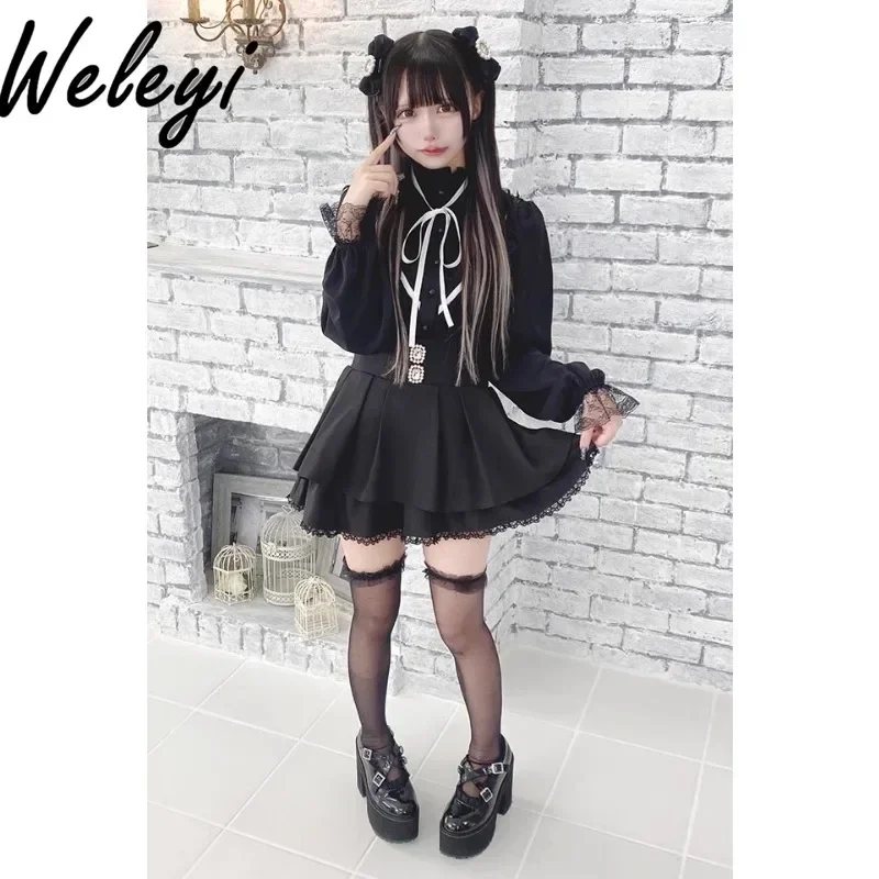 Y2k Kawaii Suspender Skirt American Retro Summer Women Clothing Streetwear Elegant Jupes Sweet Mass Produced Pleated Cake Faldas