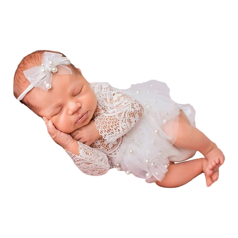 

Newborn Girls Photo Prop Outfit Girl Lace Rompers Skirt Infant Baby Heabands Baby Girls Photograph Clothes for Newborn