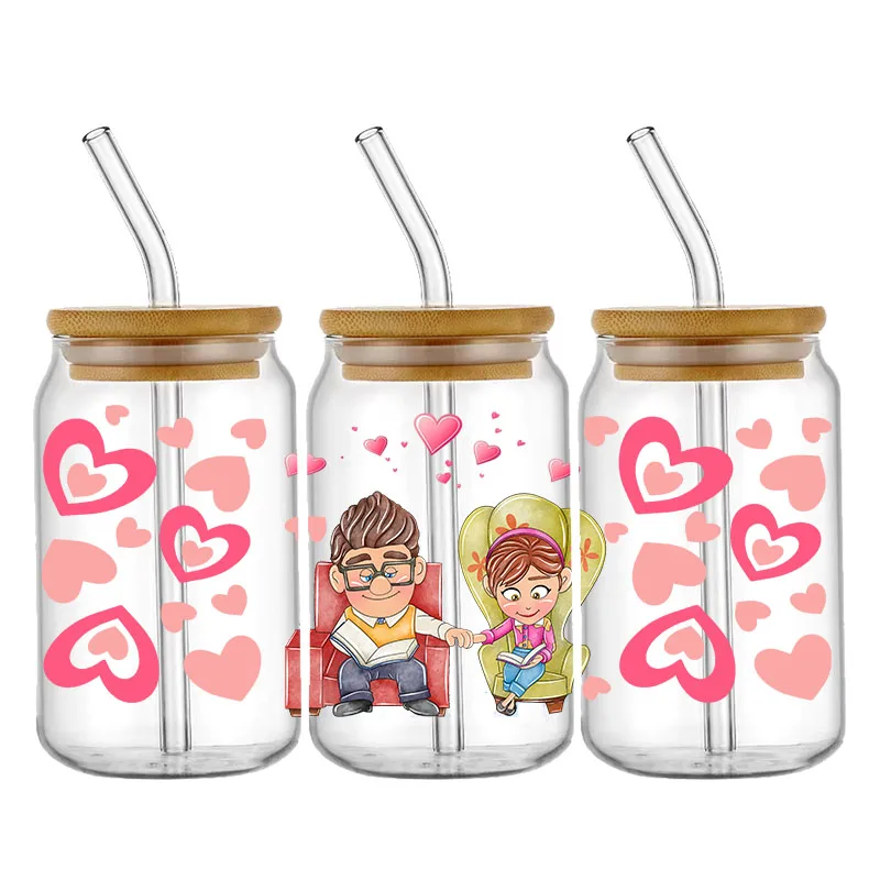 Disney Up Balloon House Wrap-pegatina UV DTF para taza de 16oz, pegatina de transferencia de envoltura de vidrio, etiqueta personalizada, autoadhesiva con logotipo DIY