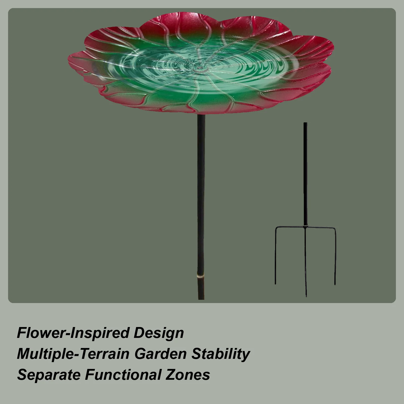 

Уличная ванна для птиц, стоячая ванна для птиц, железная кормушка для воды, станция для кормления с 3-зубчатым основанием для заднего двора, наружного декора, балкона