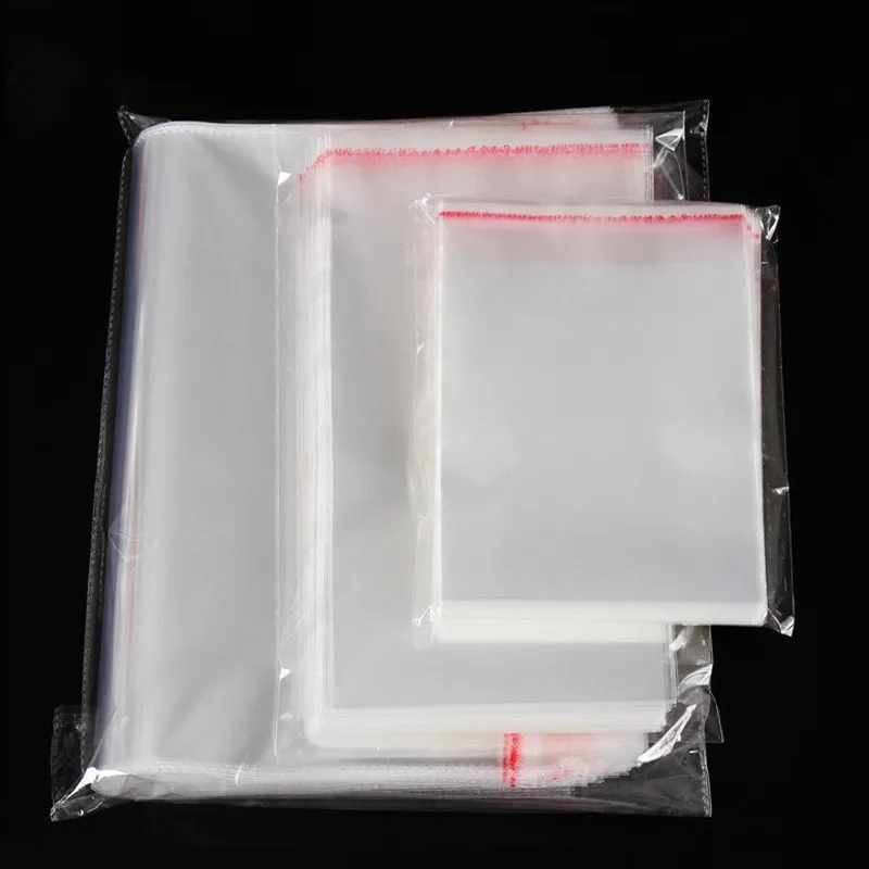 100pcs 50micron Clear OPP Self Adhesive Ship Bags Transparent Clothes Shoes T-shirt Socks Underwear Bra Gifts Packaging Pouches