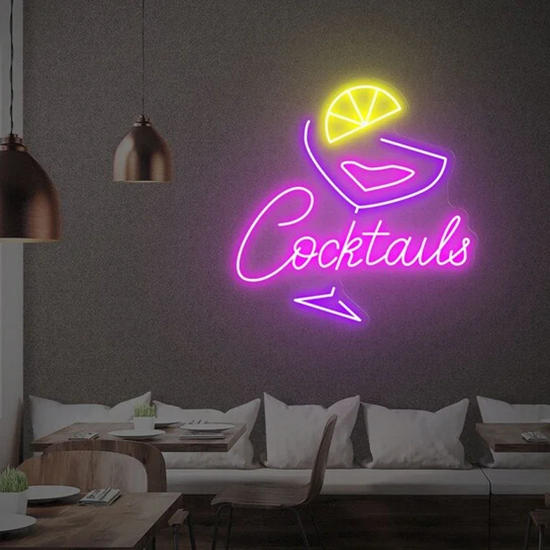 Cocktails Neon Signs Beer Bar Club LED Neon Lights Sign for Hotel Pub Cafe Coffee Room Bar Party Teen Room Wall Decorative Lamp