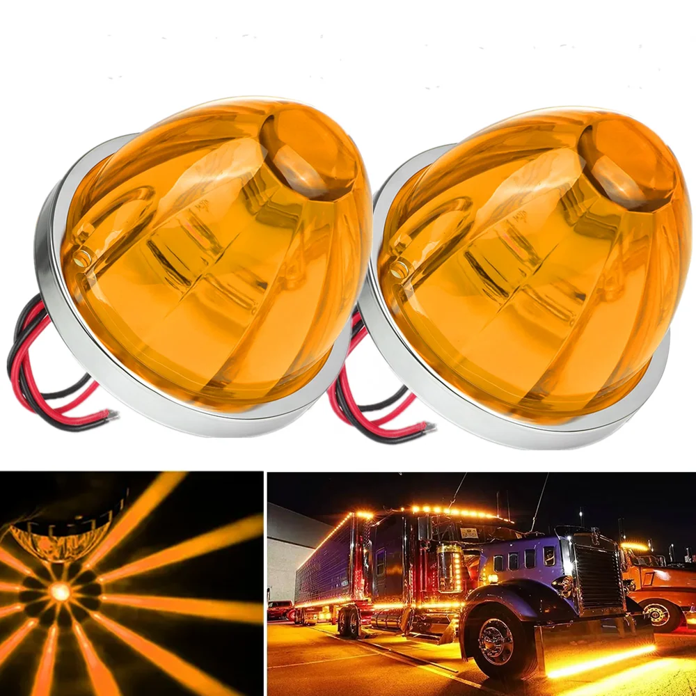 

2PCS Conical Side Signal Light Car Truck Lorry Side Marker Indicators Lamp LED Waterproof 12V 24V Car Clearance Side Light