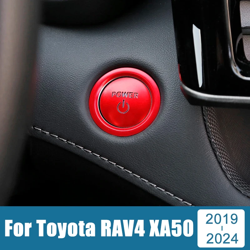 

For Toyota RAV4 XA50 2019-2021 2022 2023 2024 RAV 4 Hybrid Aluminium Car Engine Push Start Stop Button Ring Cover Trim Stickers