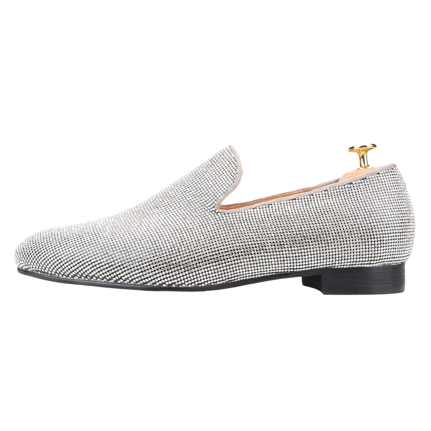 Piergitar Handmade Sparkling Crystals Slip-On Loafers For Wedding And Party Wear Classic Model Men's Flats Red Bottom Slippers