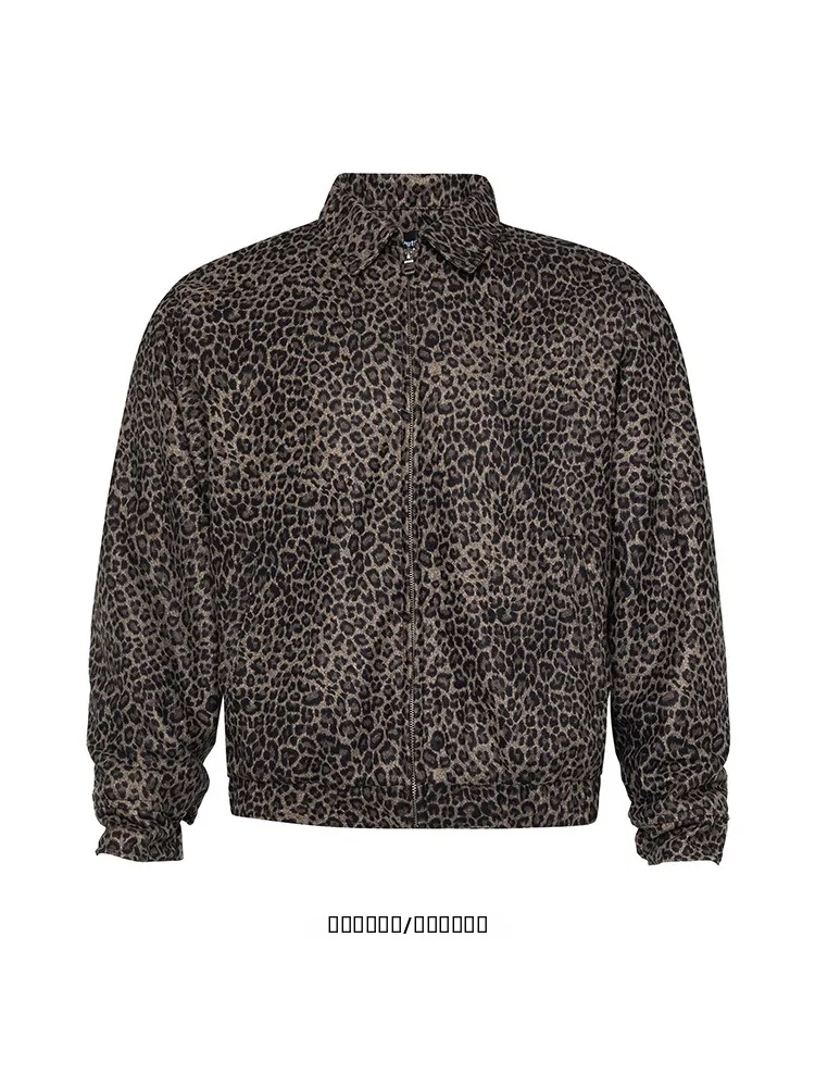 

Американская ретро-куртка из хлопка с леопардовым принтом, на флисовой подкладке, свободного кроя, стильная верхняя одежда для молодежи, повседневный тренд