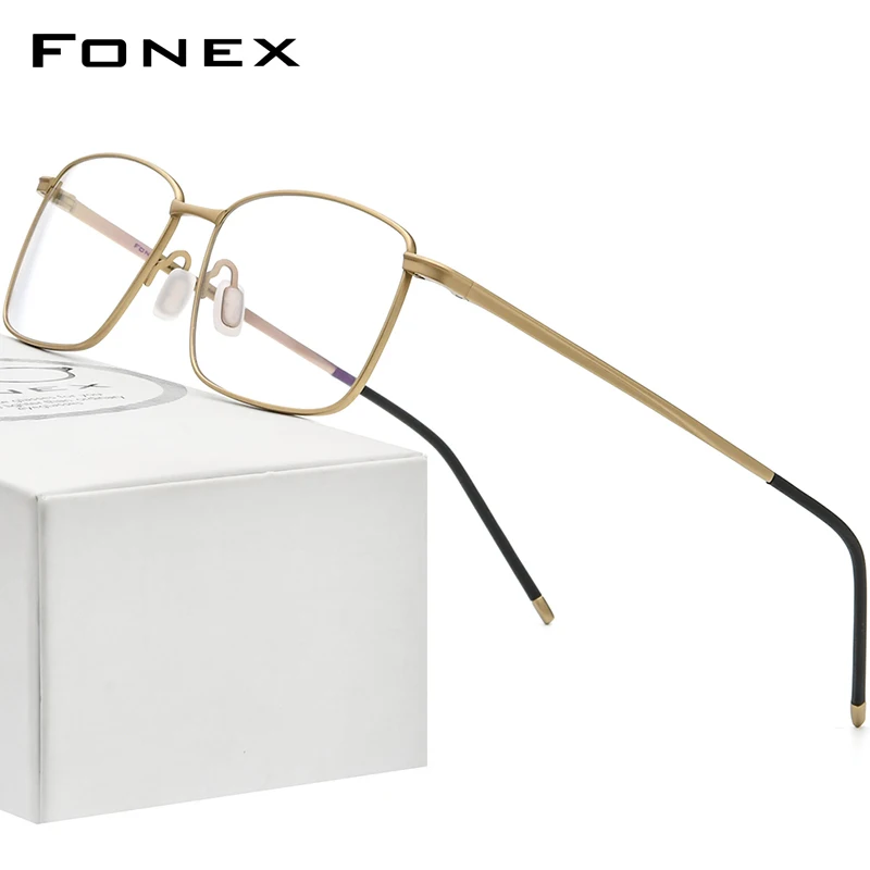 FONEX Pure Titanium Glasses Frame Men 2024 Square Eyeglasses Women Full Rim Ultralight Eyewear F85705