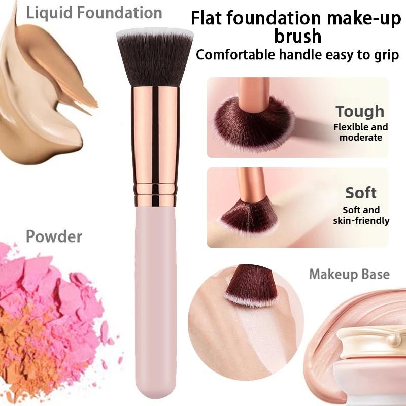 Nouveau pinceau de maquillage pour fond de teint à tête plate, brosse anti-cernes BB, cheveux doux, outil de brosse de maquillage pour le visage avancé sans couture