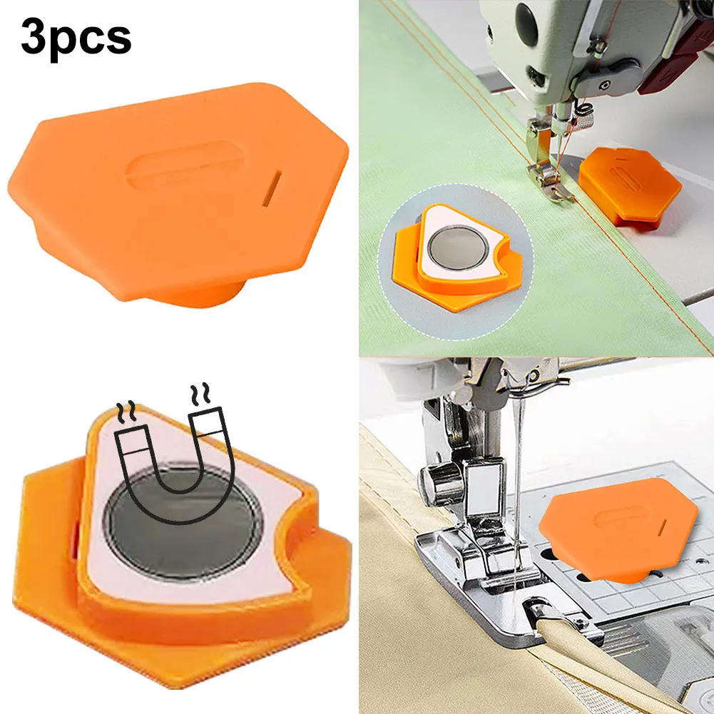 3pcs New Magnetic Seam Guide with Scale Polygonal Hemmer Guide Magnetic Sewing Guide Universal Sewing Accessory & Supplies