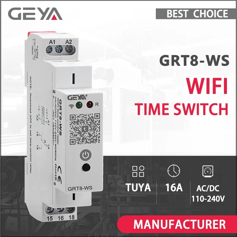 

GEYA GRT8-WS TUYA Wi-Fi переключатель управления временем Wi-Fi реле времени умный дом пульт дистанционного управления 16A AC/DC110-240V