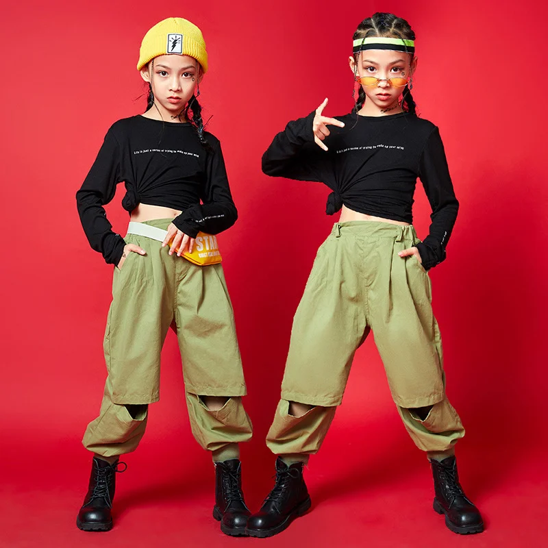 Children's hip-hop trend hip-hop dance set girls' jazz dance clothes fashion girls' fashion brand children's spring performance