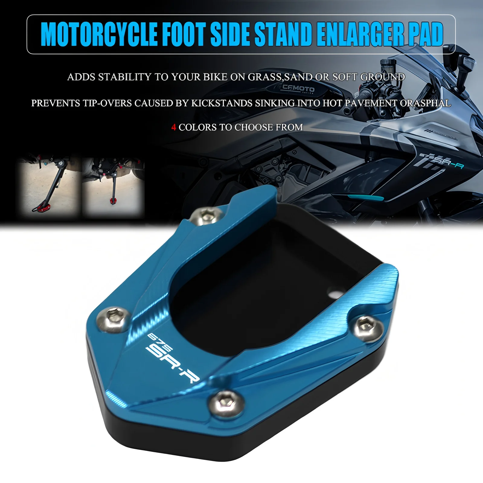 

FOR CFMOTO 675SR-R 675SR 675 SR SR675 R 2025 Enlarger Extension Plate Motorcycle Kickstand Side Stand Foot Enlarge Pedal