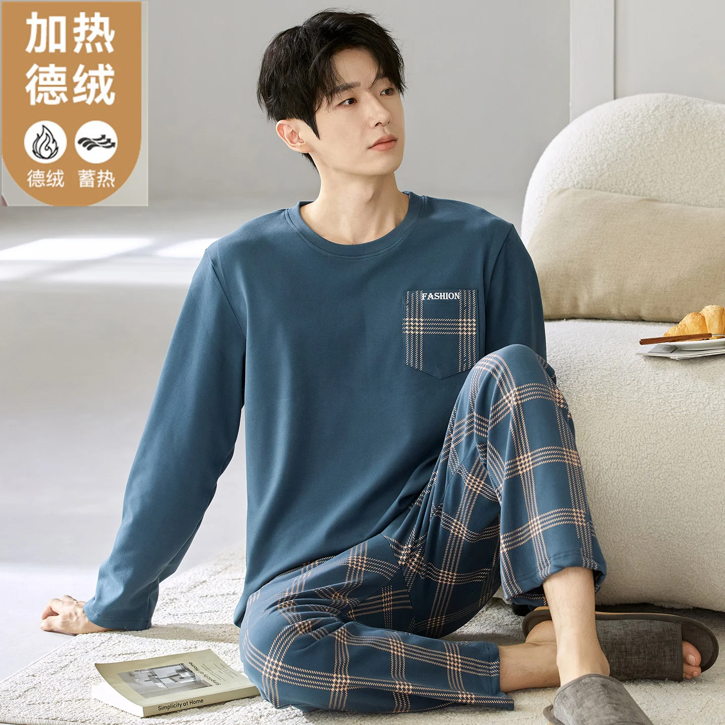 

2 шт./компл., осенние и зимние тонкие флисовые мужские пижамы, теплая домашняя одежда с длинными рукавами для подростков, одежда для мальчиков, корейская модная одежда для сна