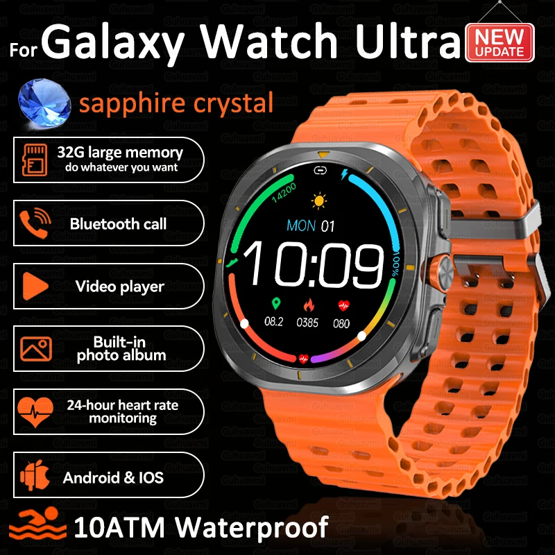 Новые умные часы Galaxy Watch 7 Ultra для мужчин, память 32 ГБ, GPS NFC, 1,5 дюйма, AMOLED-экран, фитнес-трекер, умный браслет для здоровья для Samsung