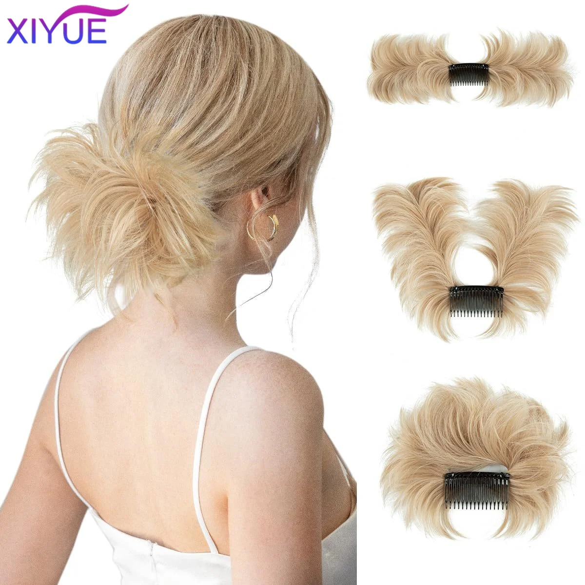 XIYUE Synthetic Hair Bun Extensions Messy Curly Hair Chignon Scrunchies Clip in Hairpieces Donut Updo Hair Pieces for Women