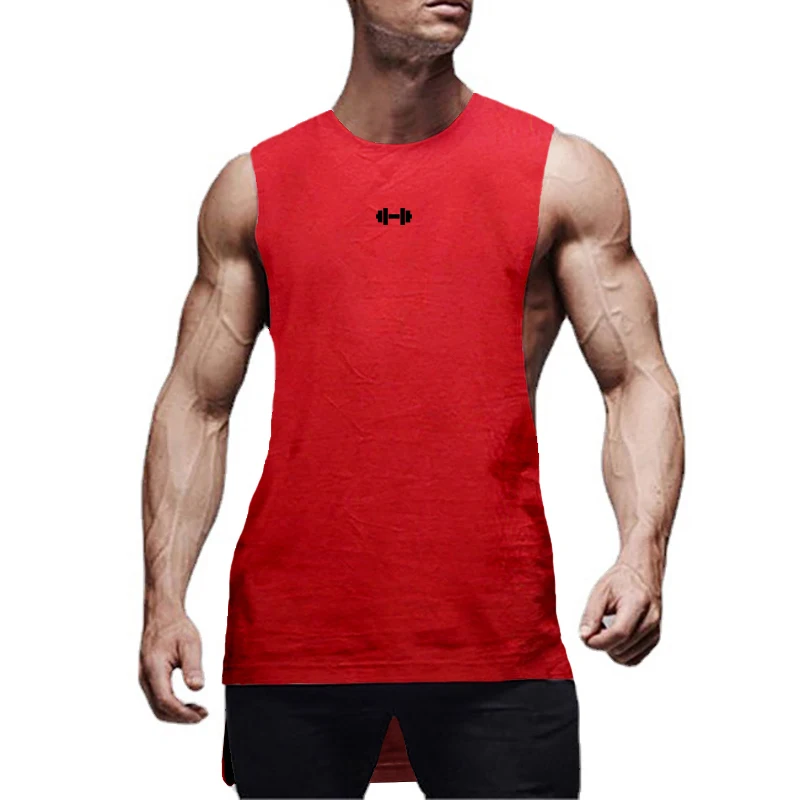 رجل تمديد قطع أكمام الهيب هوب تي شيرت القطن تنفس رياضة اللياقة البدنية كمال الاجسام الرياضة سترات تجريب العضلات تانك القمم #5