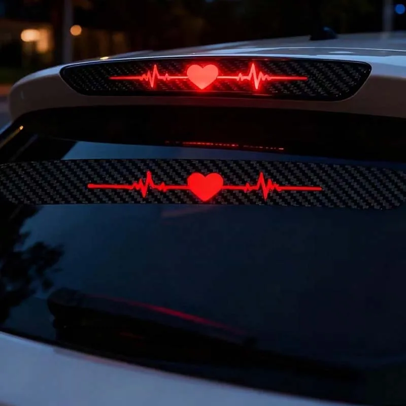 Autoaufkleber, herzförmige Autoaufkleber mit Herzschlagmuster, Autoaufkleber mit EKG-Rückleuchten, für ein auffälliges und sicheres Aussehen – Detail 3