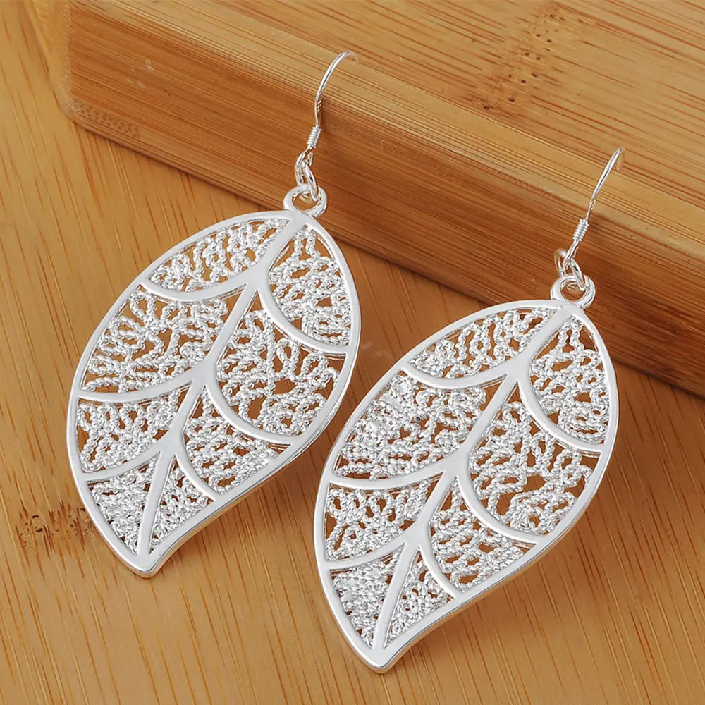 925 Sterling Silver Beautiful Leaves Earrings for women Luxury Fashion Party Wedding Accessories Jewelry Christmas Gifts