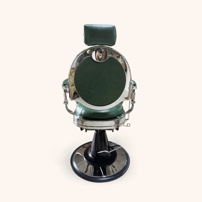 Silla de Barbero Vintage Verde Keyunshi, Silla de Salón Profesional Ajustable y Giratoria para el Hogar y la Barbería