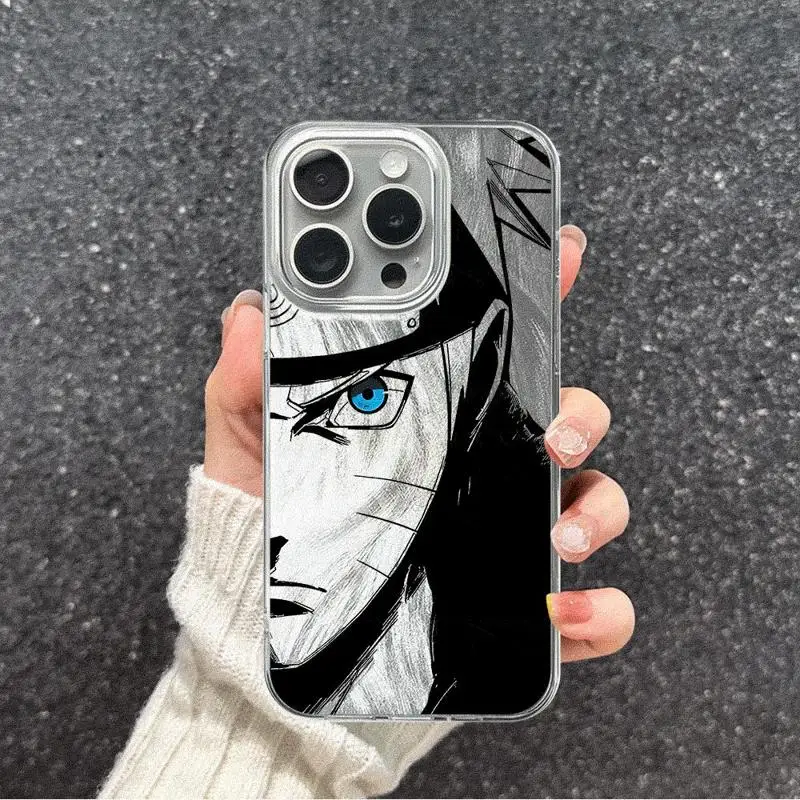 Anime Narutos Cool Phone Case for Apple iPhone 13 15 Pro Max 14 13 Pro 11 12 7 8 Plus X XS MAX14 Plus Laser Silver Shell