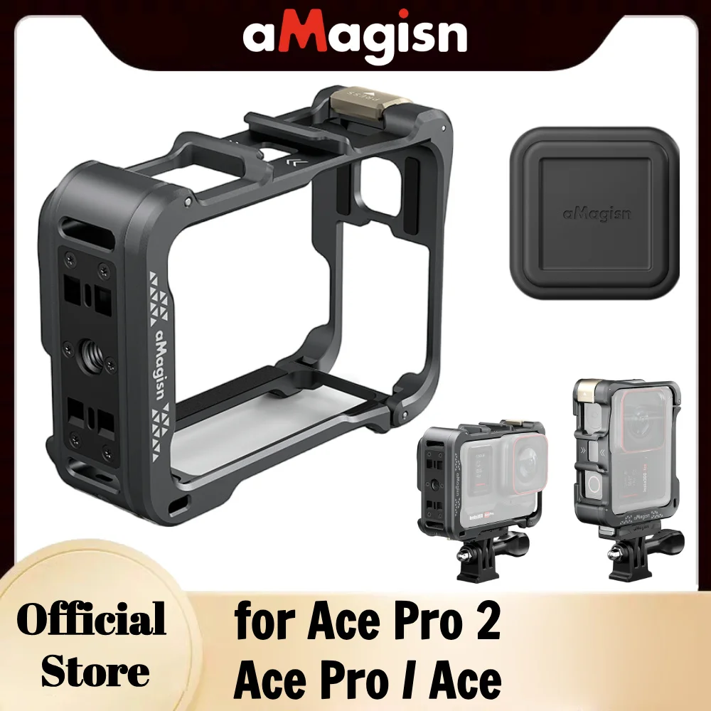 aMagisn Metal Cage for Insta360 Ace Pro 2 / Ace Pro /Ace,Horizontal & Vertical，Support Quick Release Mount,Ace Pro 2 Accessories