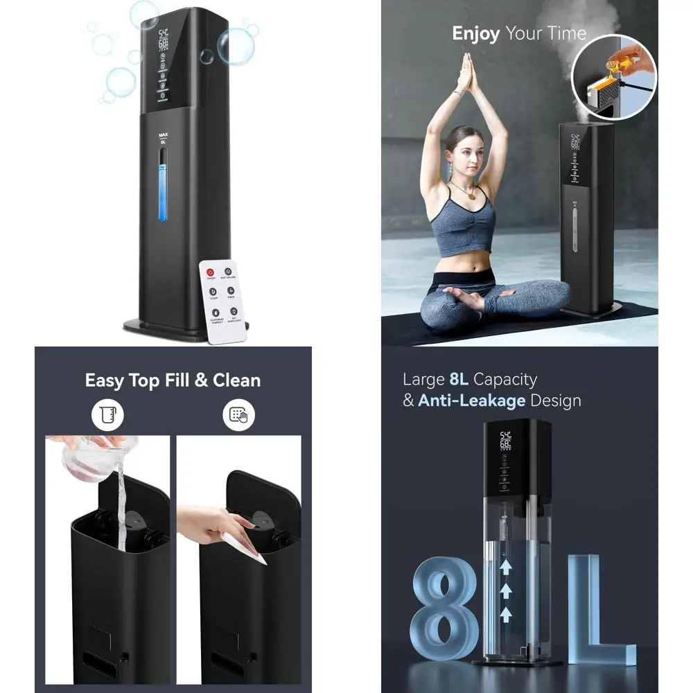 

Ультратихий ультразвуковой увлажнитель воздуха 8 л для больших помещений с таймером, 360° ° Распылительный распылитель с 3 скоростями, идеально подходит для дома, младенцев, взрослых и...